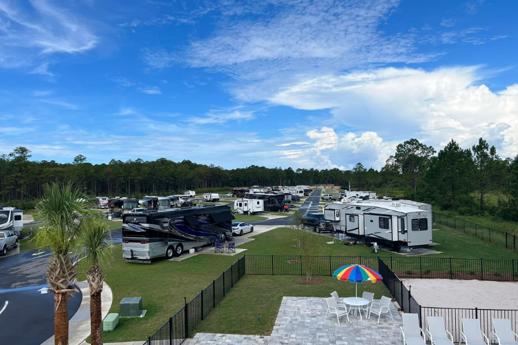 Private Patio & Grass Area Luxury Amenities at Our Santa Rosa Beach RV Resort